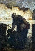 Honore  Daumier, Laundress on the Quai d'Anjou